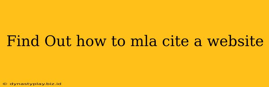 Find Out how to mla cite a website